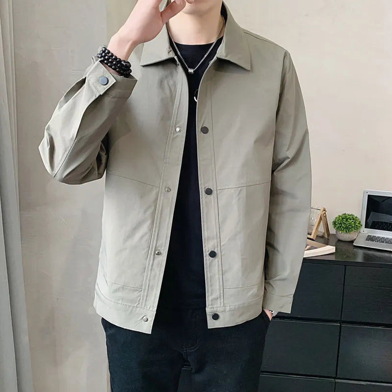 Men's Korean style single-layer jacket in four colour options with long sleeves