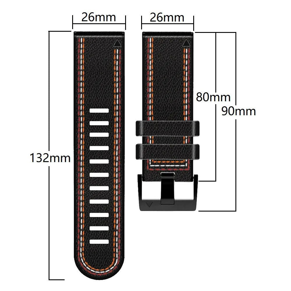 Garmin Fenix replacement watchband in silicone leather with quick-release mechanism