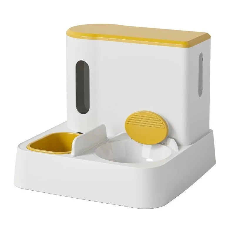 Grey cat automatic feeder with water dispenser and stainless steel bowls