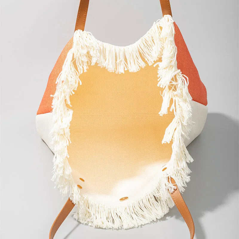 Bohemian ethnic print canvas shoulder bag with large capacity 50cm by 30cm in polyester cotton
