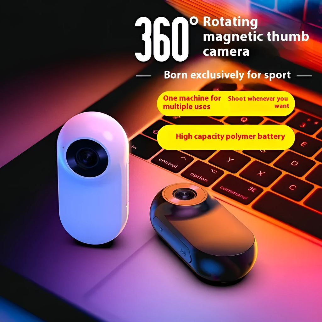 White thumb pet camera with silicone collar for cats, compact design on a collar