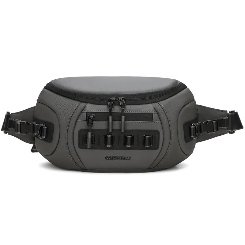 Black waterproof Oxford cloth shoulder camera bag worn across the chest.