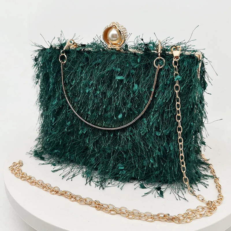 Tassel handbag for women with lock closure and tassel detail, cylinder shape, available in multiple colours