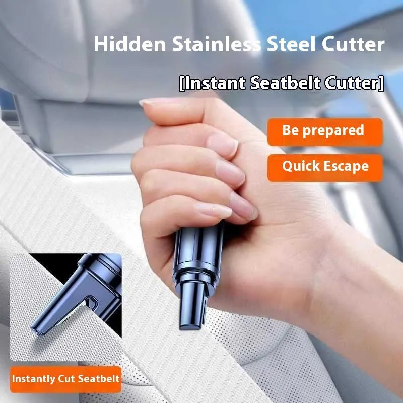 Black and red ABS car safety life hammer with integrated window breaker and seatbelt cutter