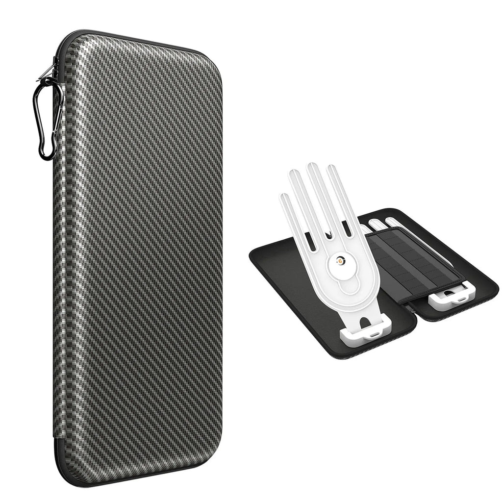 Silver grey golf double glove storage bag with two accessory brackets and carrying handle