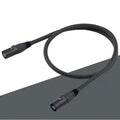 Black CAT6 RJ45 network extension cable with male connectors on a white background.