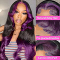 Gradient purple human hair wig with 13x6 lace front and natural-looking hairline