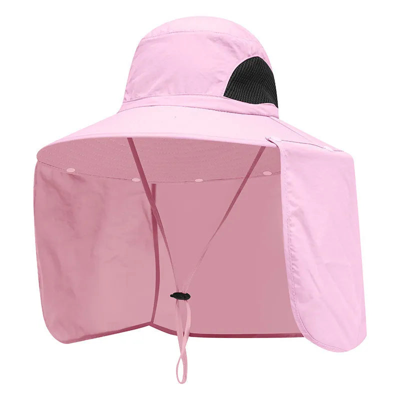 Nylon fisherman hat with neck sun protection flap in camouflage pattern