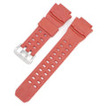 Camouflage pattern TPU watch strap with silver buckle on a grey background.