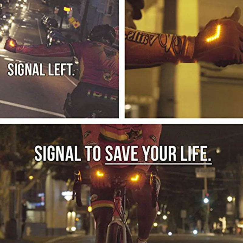 Turn auto sensing sport riding gloves with LED lights in black, anti-skid palm, three sizes M L XL
