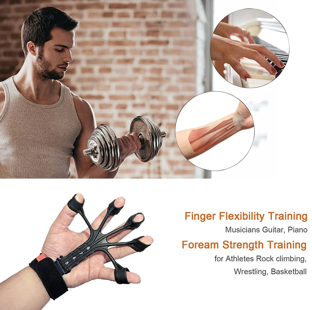 HLX silicone finger flexion extension trainer with puller and adjusting belt for hand rehabilitation