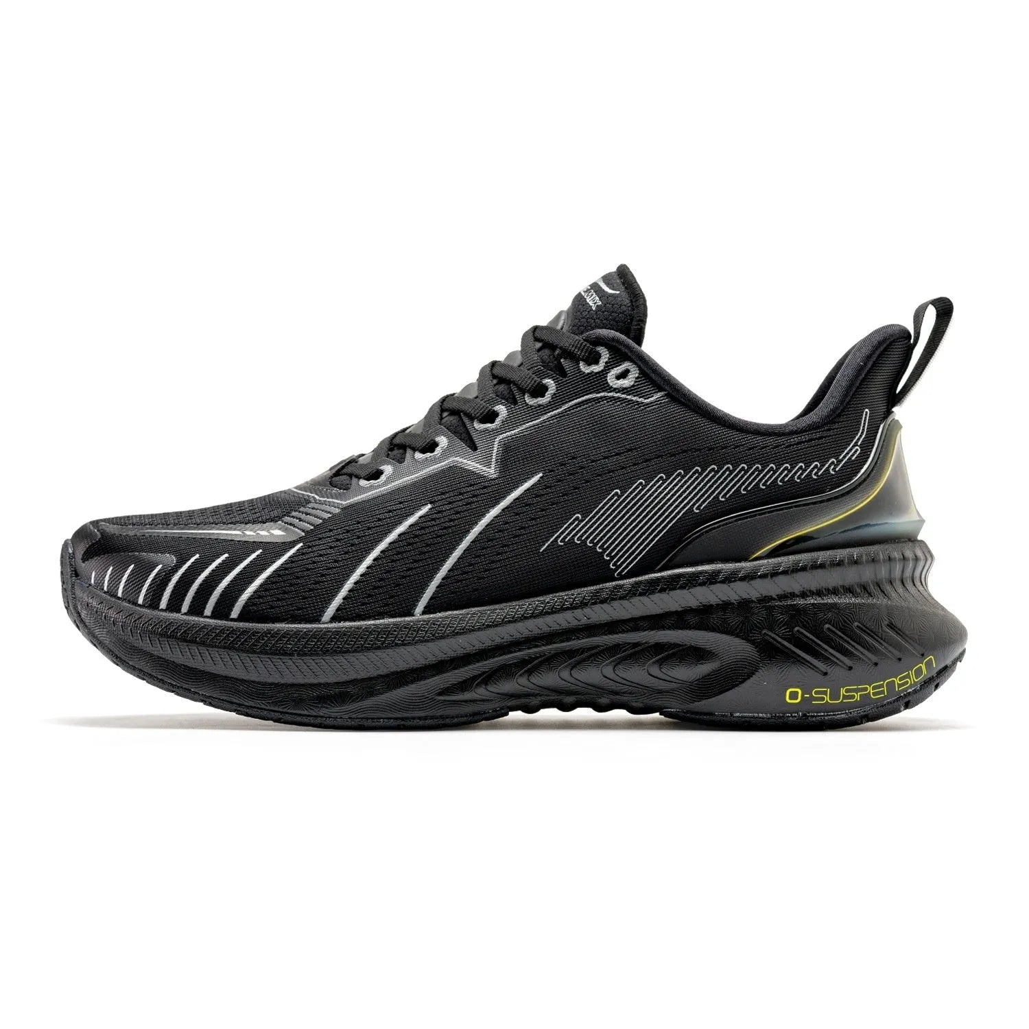Men's low-top running shoes in various colours with rubber sole and PU mesh upper.