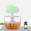 2-in-1 desk humidifier with raining cloud night light and essential oil diffuser in wood grain or white colour