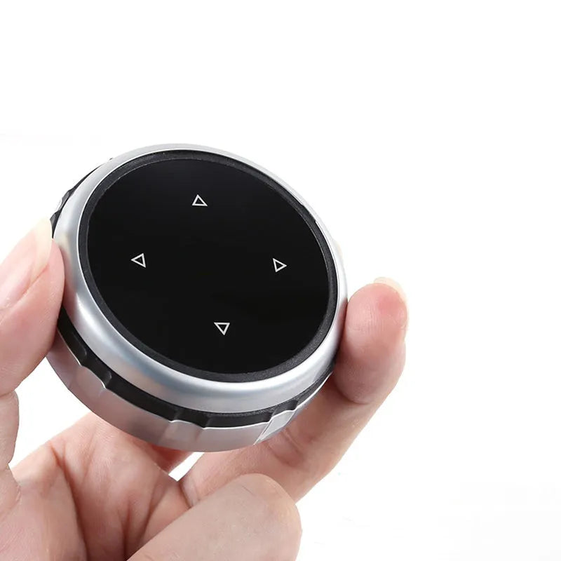 Aluminium alloy multimedia button sticker for car large knob cover with visible at night acrylic light transmission