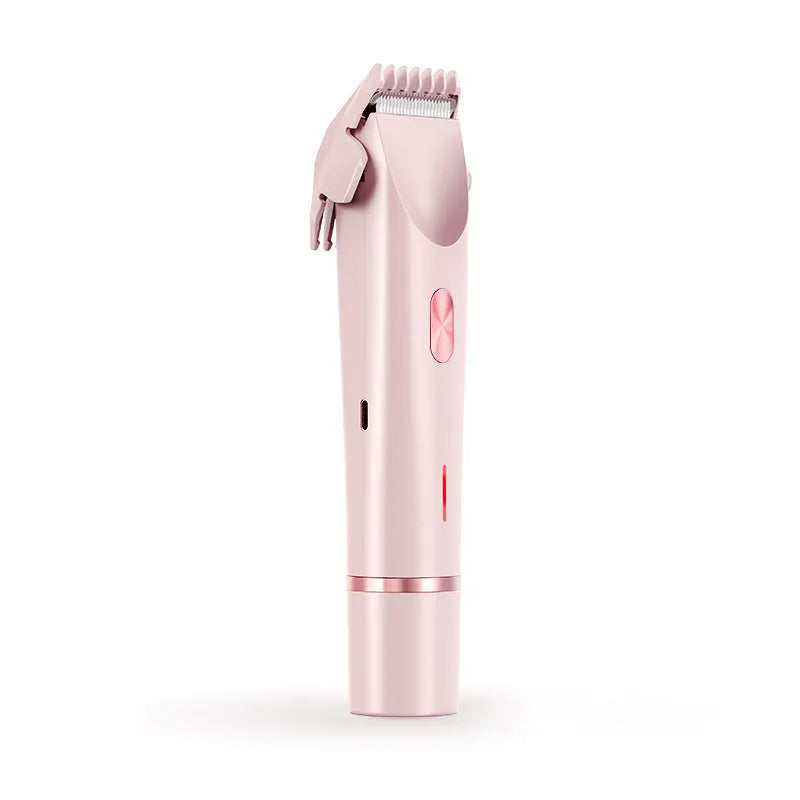 Pink women's electric hair remover with double head design for body grooming
