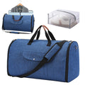 Dark blue Oxford cloth duffel bag with 36-55 litre capacity for travel and gym