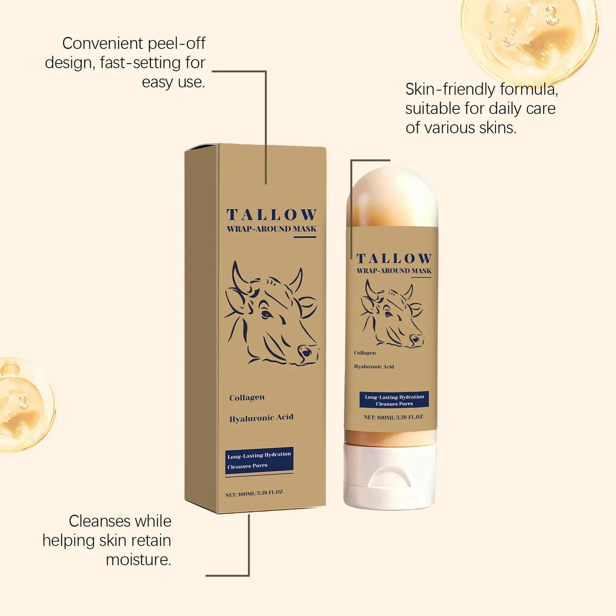 Avocado peeling mask 100g tube, 3.7x14cm, gentle exfoliating and hydrating daily face mask
