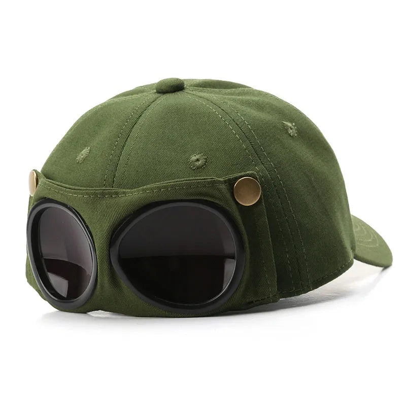 Cotton peaked cap with personalised letter design in black, creamy white, yellow, Army Green for outdoor sunshade