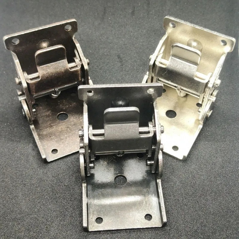Furniture foot folding invisible hinge in electroplated finish for 0-90 degree cabinet doors.