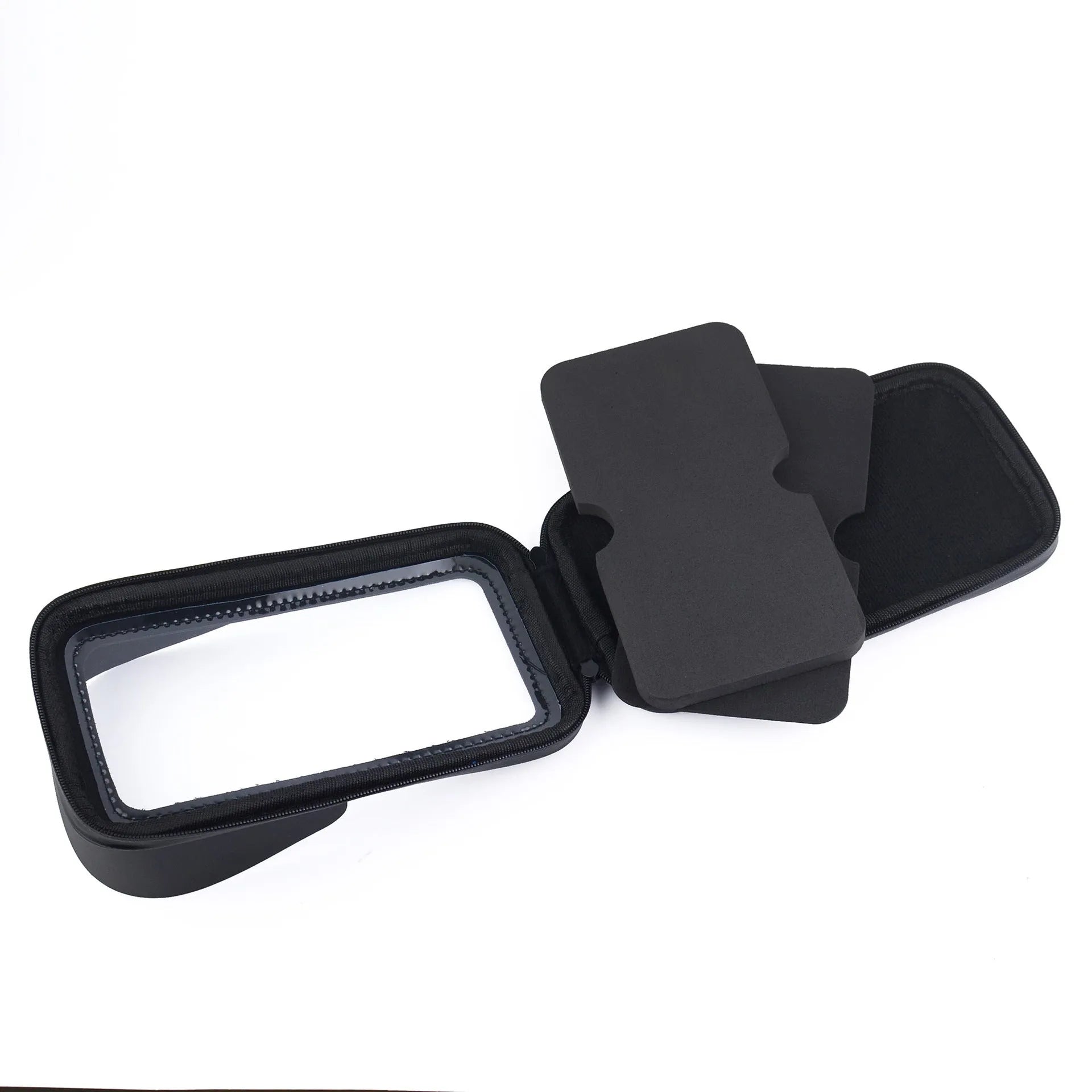 XL waterproof cycling phone bag mounted on bicycle handlebars with sun visor extended