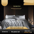 Household Fashion silk duvet cover and pillowcases in Morandi Pink colour on a bed