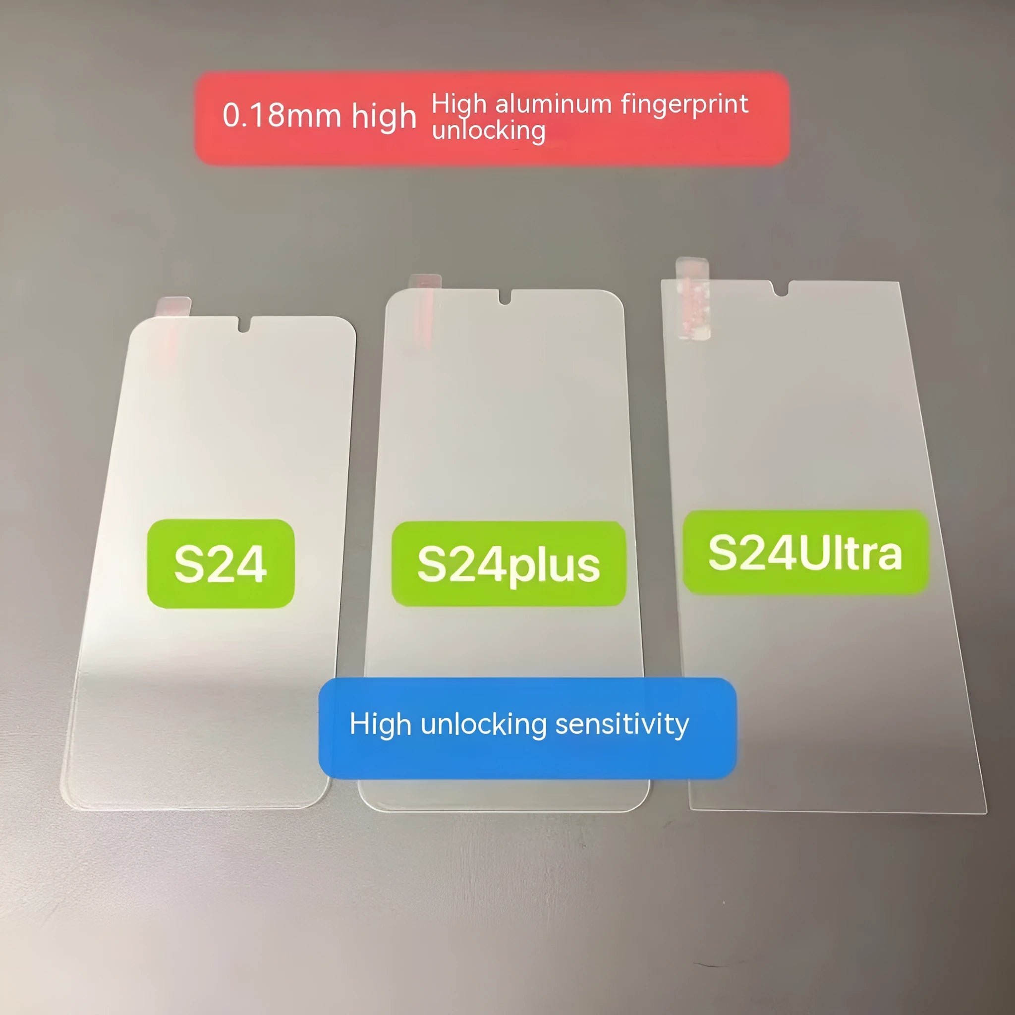Samsung phone tempered glass screen protector showing fullscreen coverage and anti-fingerprint surface.