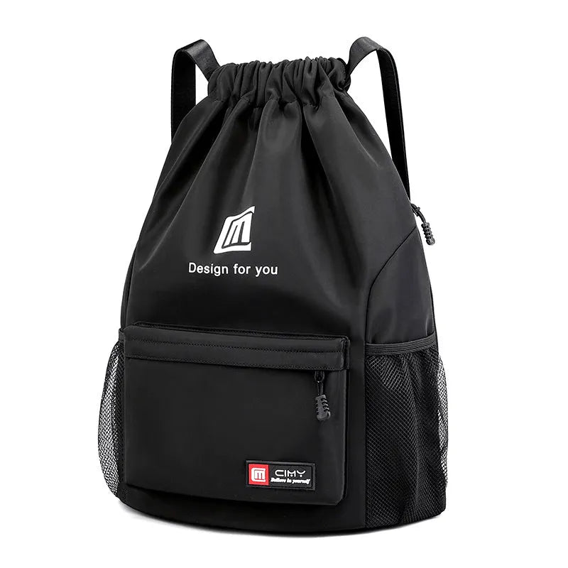 Oxford fabric drawstring backpack in multiple colours with foldable design and shoulder straps