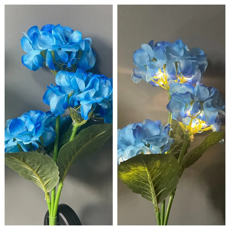 Solar hydrangea garden decorative light with rubber construction and IP55 waterproof rating