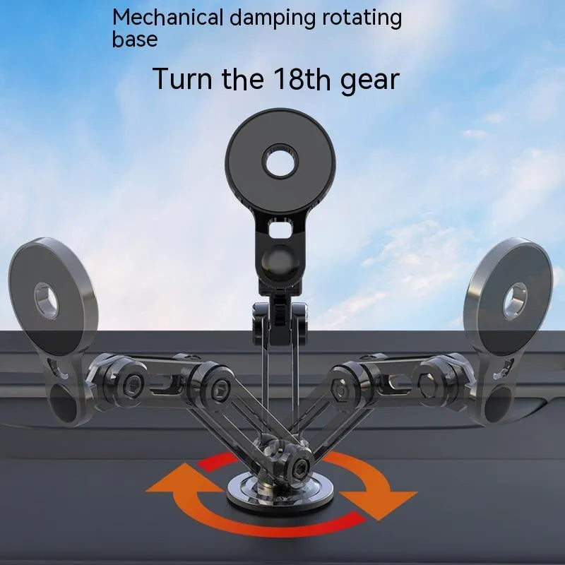 Black magnetic car phone holder with suction mount for vehicle dashboard or windscreen attachment