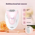 KEDA-216 coloured USB electric epilator for body hair removal with included charger and cleaning brush