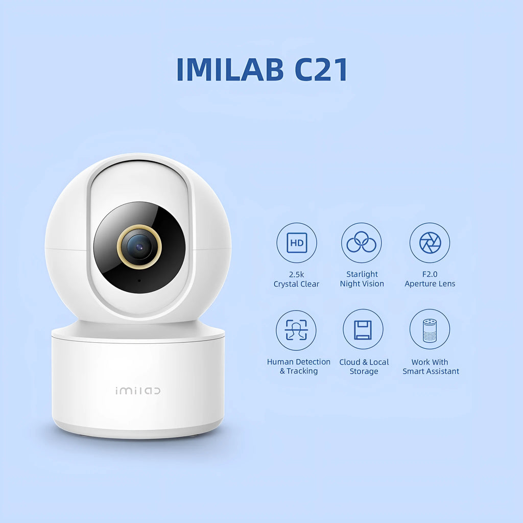 IMILAB C21 2.5K indoor security camera in white with 360-degree view