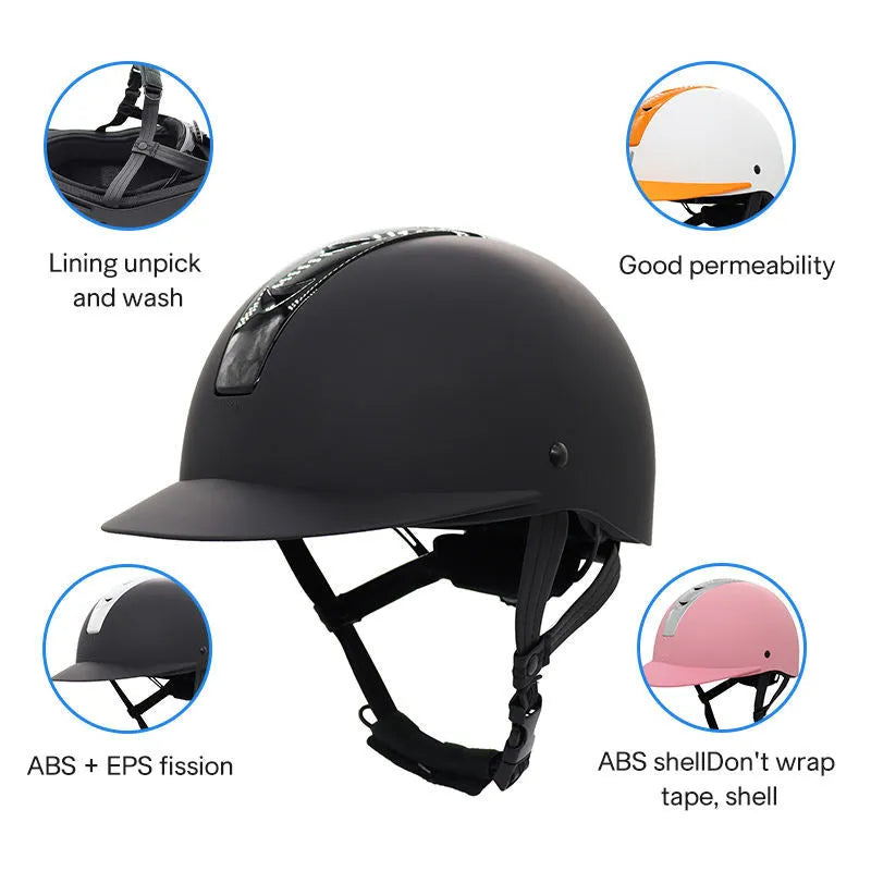 Equestrian riding helmet in multiple colour options with ABS shell and EPS lining