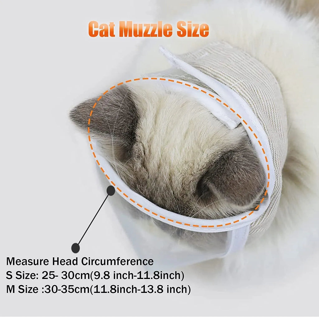 Clear transparent PVC cat muzzle with cotton lining and central breathing hole