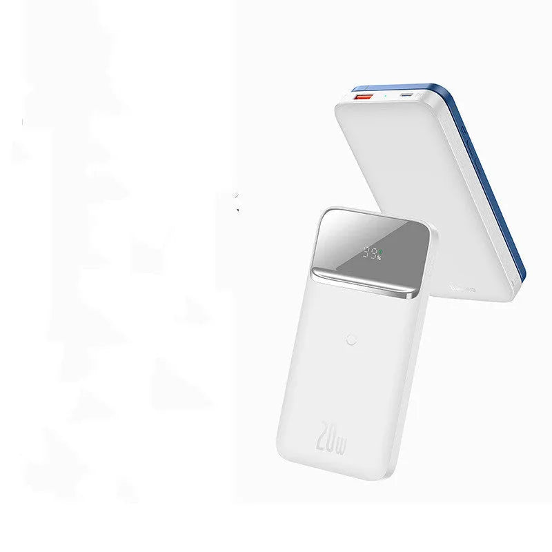 MagSafe magnetic wireless power bank 10000mAh with LCD display in white plastic shell