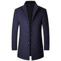 Men's wool-polyester blend solid colour casual coat for autumn and winter, front view