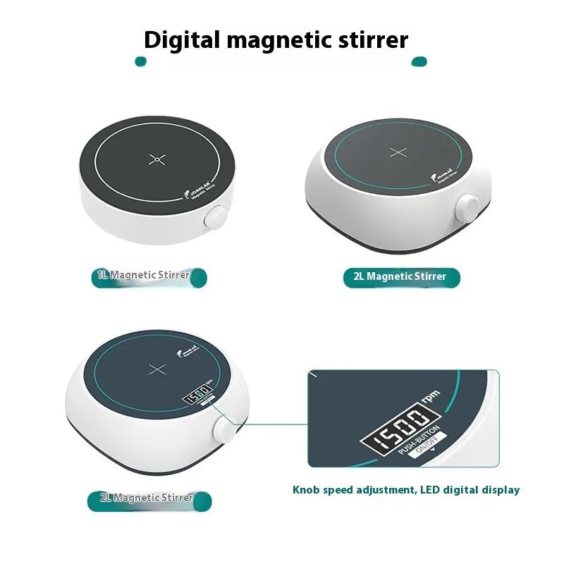 Heating digital magnetic stirrer with plastic body, 1L beaker, and digital display for laboratory use