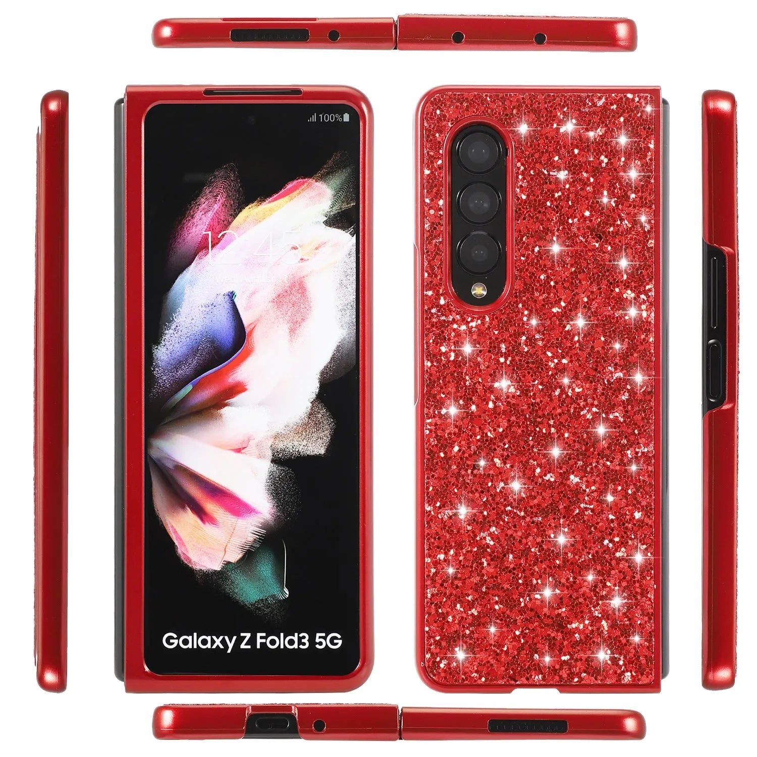 Electroplated shimmering powder sequins folding hard shell phone case for Samsung, multiple colour options, PC material