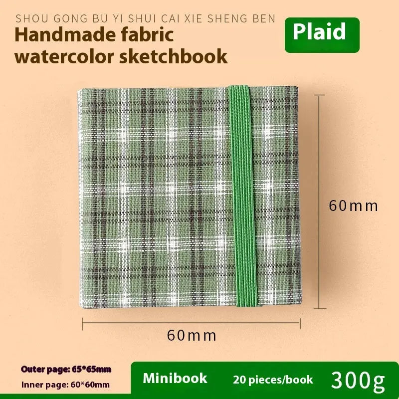 Feiluniao handmade fabric watercolour sketchbook with decorative cover, 185mm long.