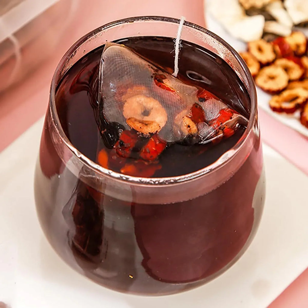 Ginseng Wubao tea bags with maca, mulberry, red dates and red goji in 5g or 10g packs