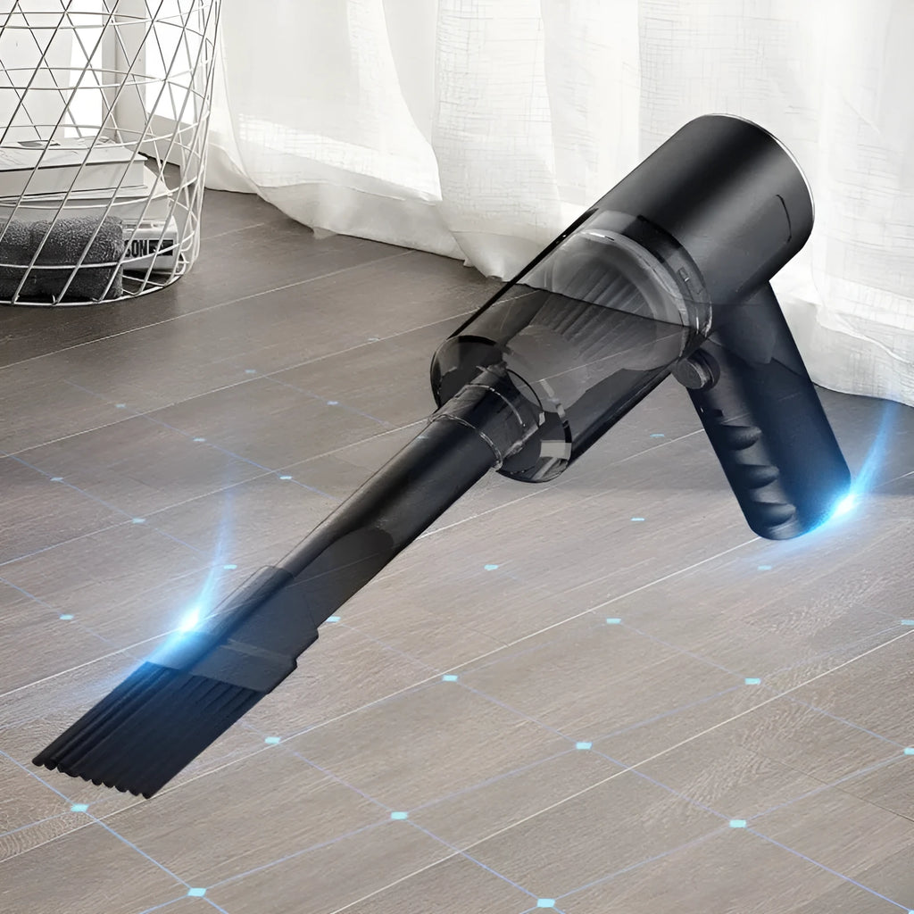 Black handheld portable car wireless vacuum cleaner with USB charging