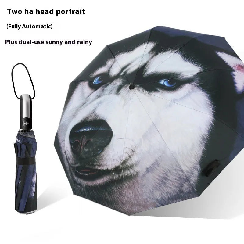 Tri-fold folding umbrella with iron frame and plastic handle in various colour styles