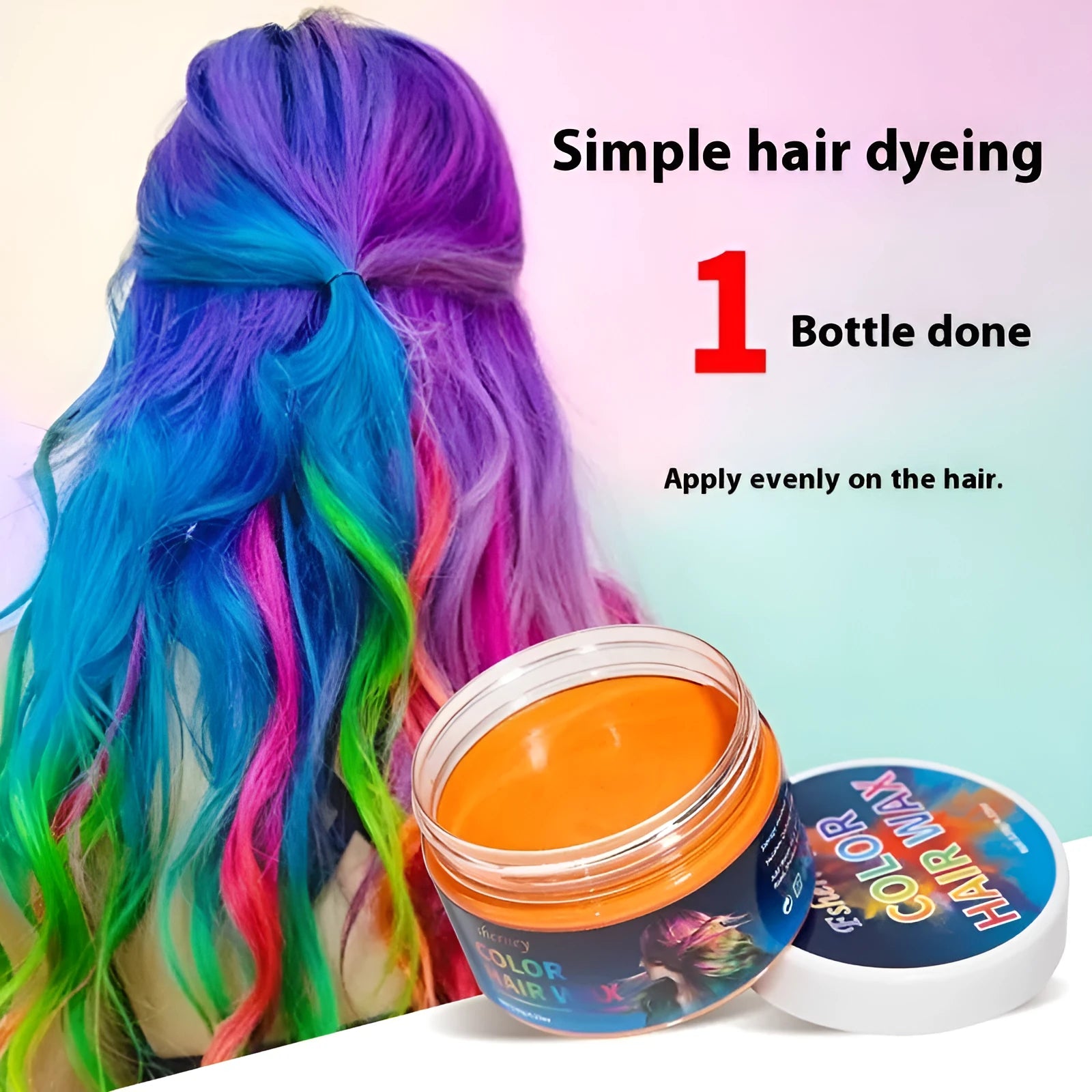 120g tub of hair styling clay for strong hold and temporary colour in nine different shades.