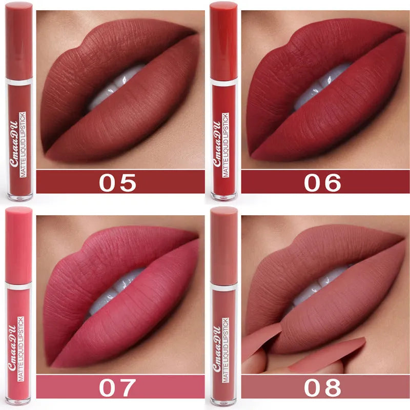 10-piece set of women's matte lipsticks in waterproof non-stick cup formula