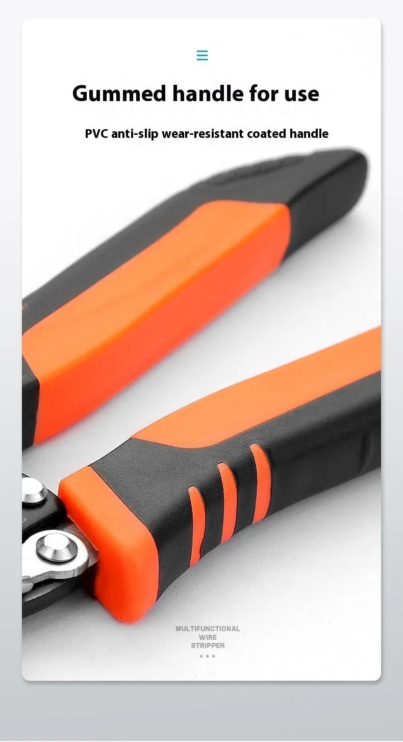 A fully automatic wire stripping pliers tool made from steel, shown in a box-mounted style.