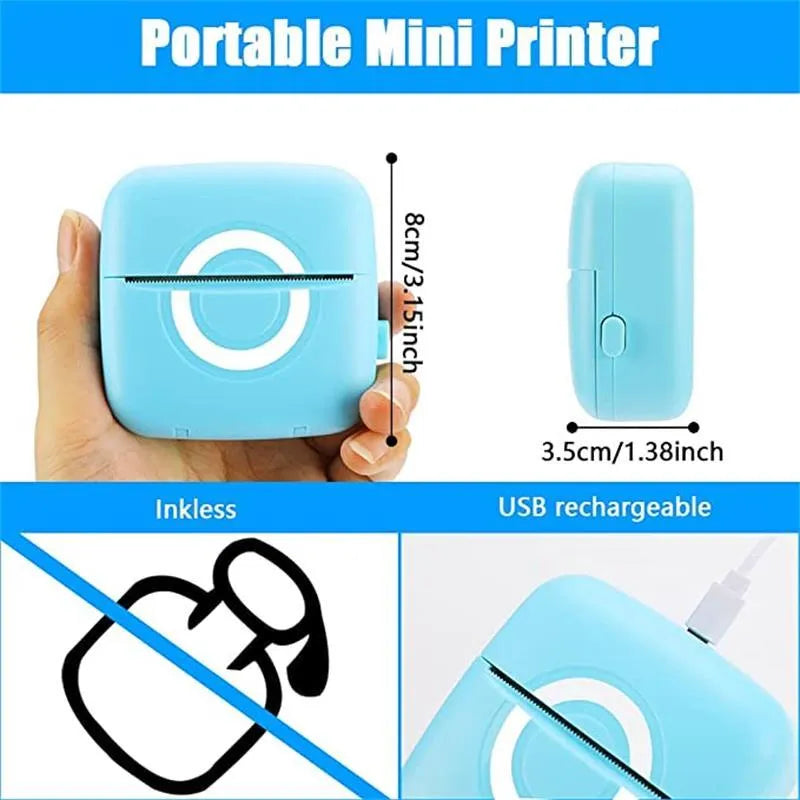 C13 pink self-adhesive label printer with Bluetooth and 1200mAh battery, 80x80x35mm