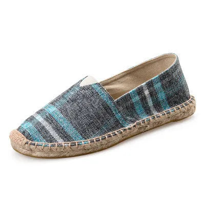 Canvas slip-on fisherman shoes for men with elastic band, flat heel, and round toe in summer colours
