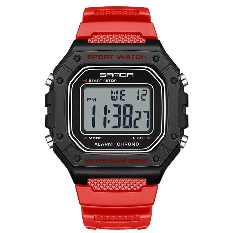 Youth waterproof electronic swimming watch with digital display and alarm clock in multiple colour options