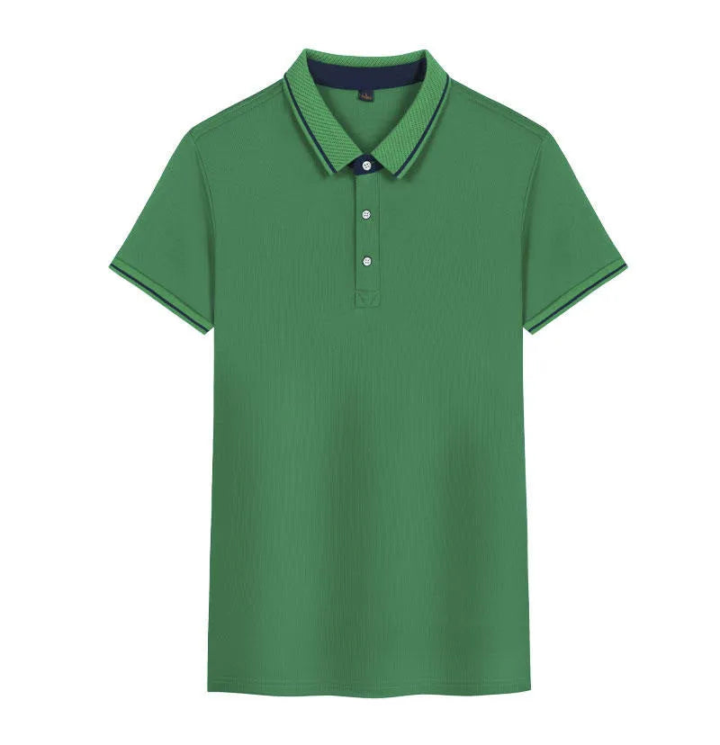 Quick-drying Korean style polo shirt in loose fit with asymmetric detail and short sleeves