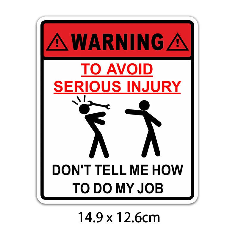 Car glass warning sticker with adhesive backing measuring 14.9cm by 12.6cm in type a hit colour