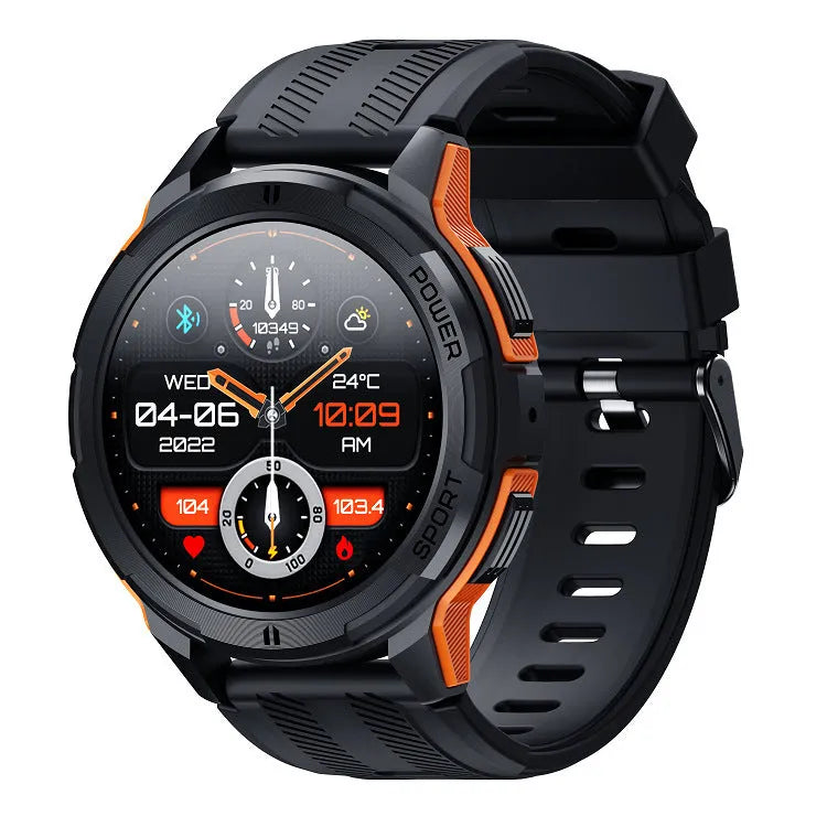 Smart bracelet with 1.43-inch Amoled screen Bluetooth calling heart rate blood pressure monitoring black orange